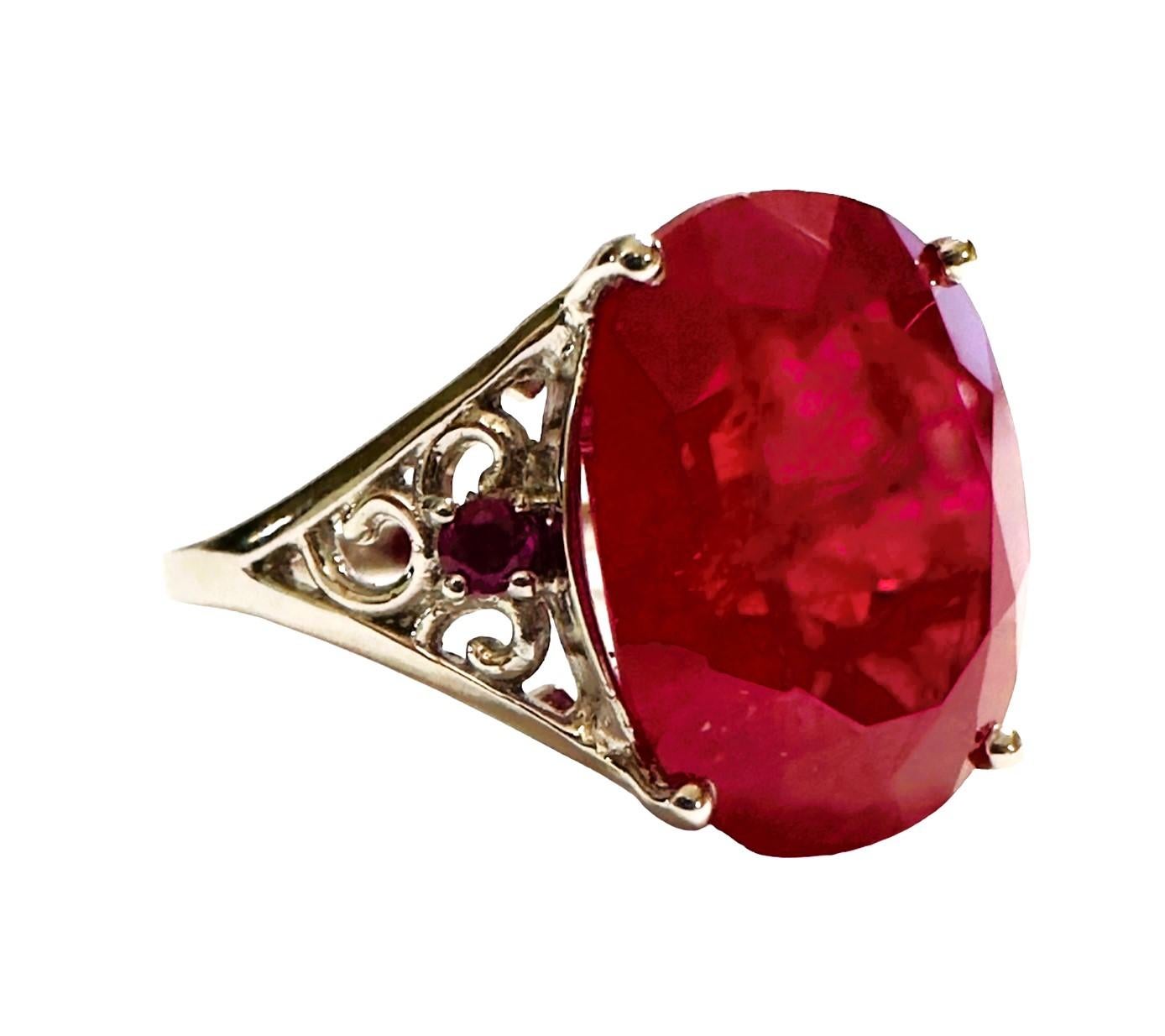 Women's New African IF 12.5 Ct Intense Red Sapphire Sterling Ring Size 6.5