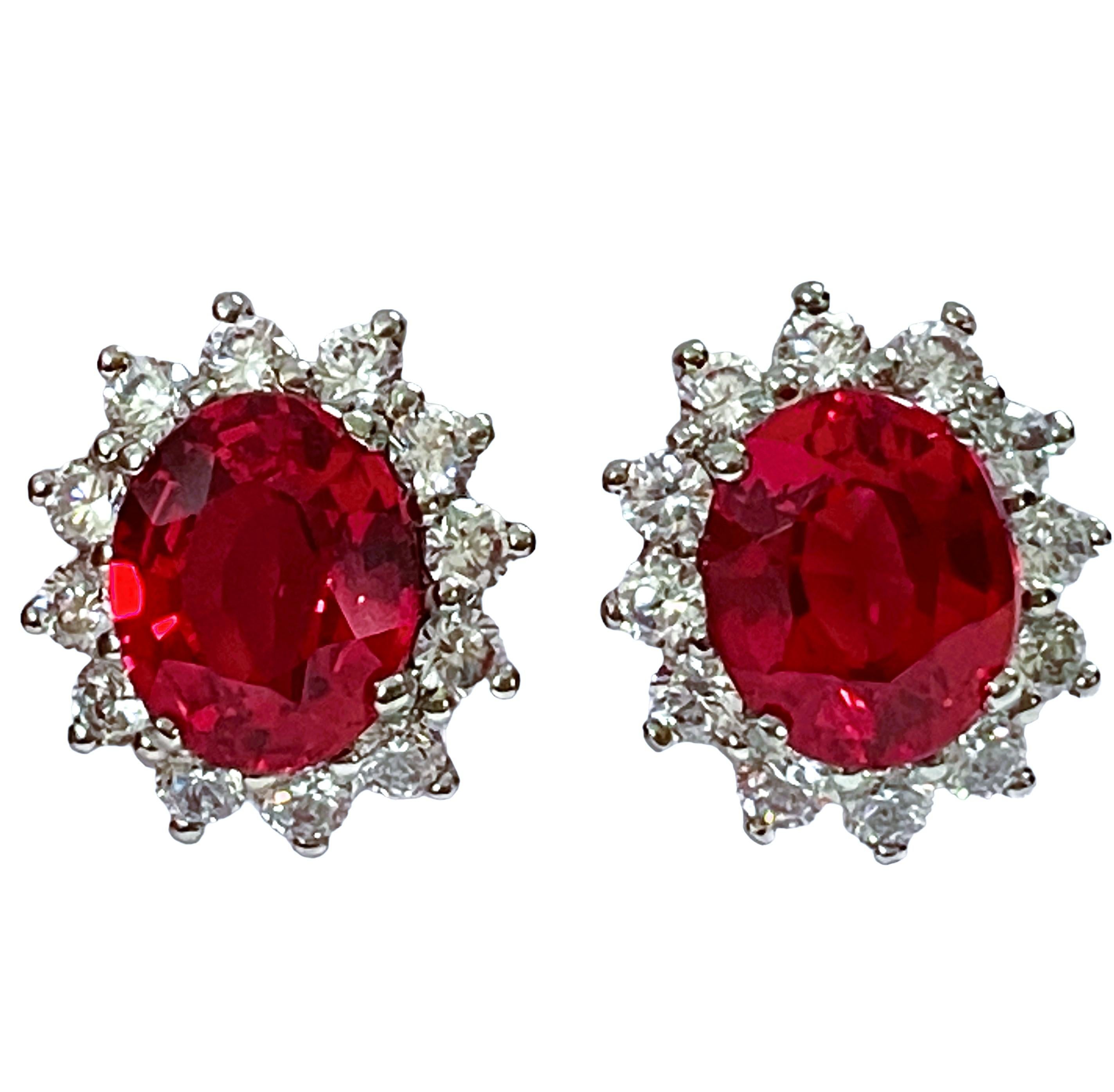 Oval Cut New African IF 12.7 Carat Padparadscha & White Sapphire Sterling Earrings