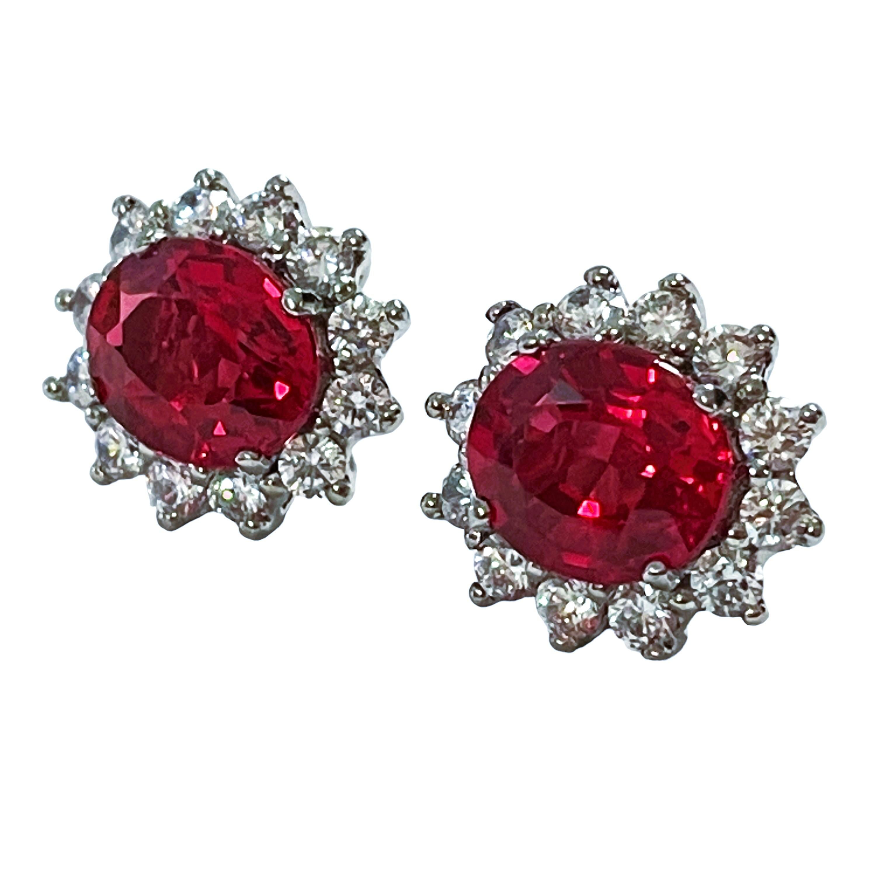 New African IF 12.7 Carat Padparadscha & White Sapphire Sterling Earrings 1