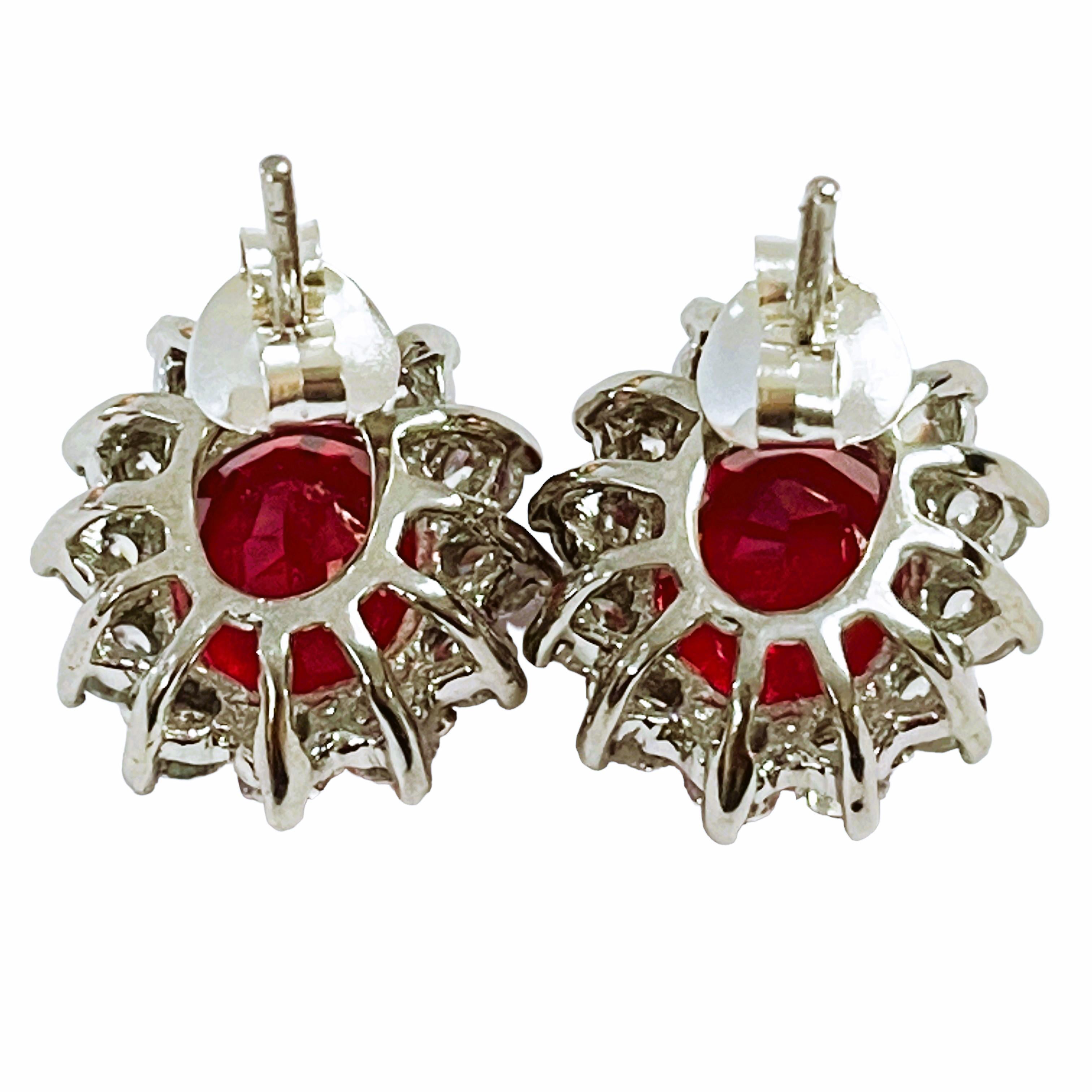New African IF 12.7 Carat Padparadscha & White Sapphire Sterling Earrings 2