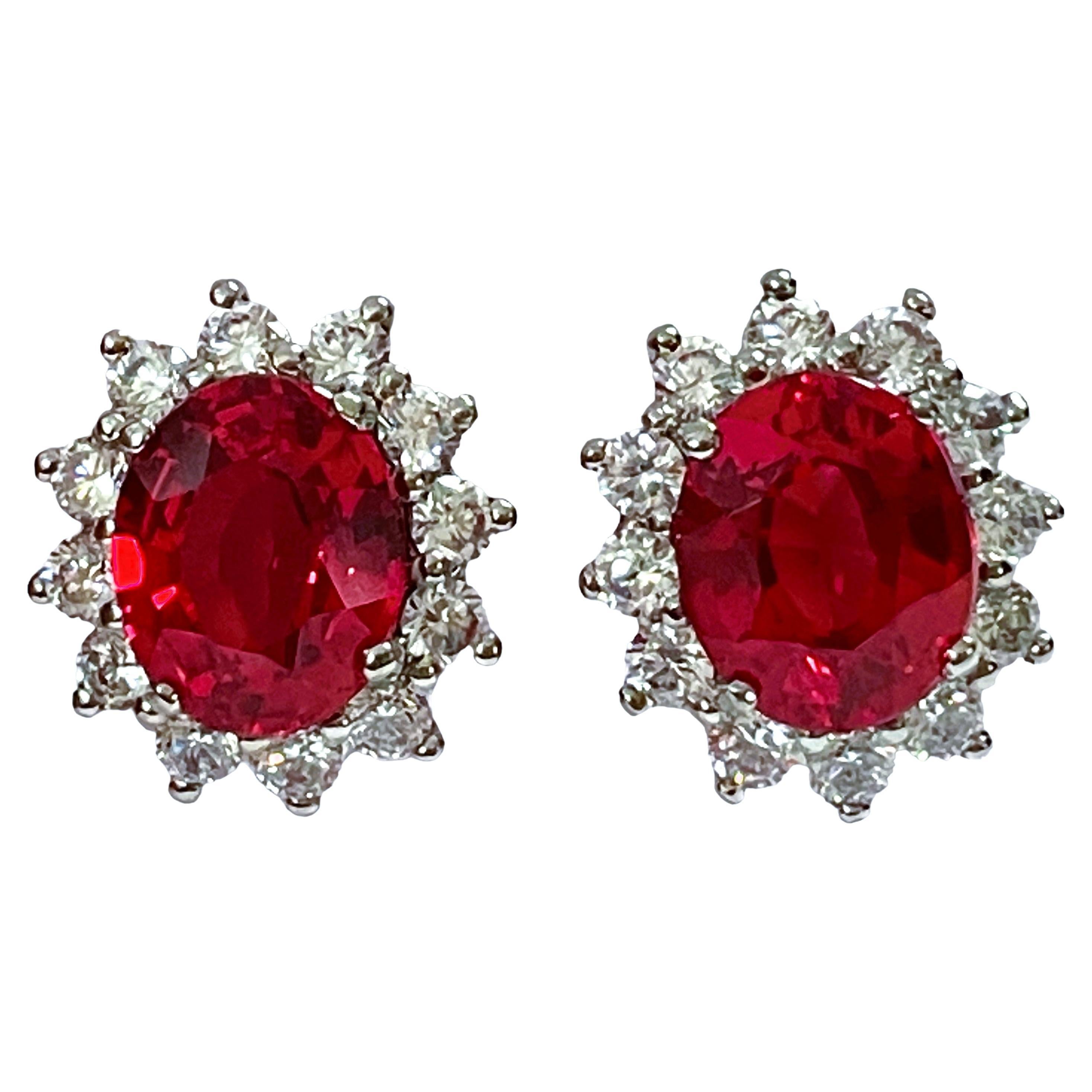 New African IF 12.7 Carat Padparadscha & White Sapphire Sterling Earrings