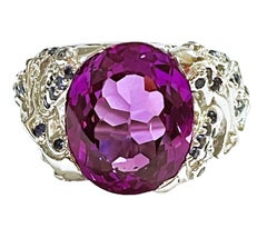 New African If 13.1 Ct Purple / Blue Spinel & Royal Blue Sapphire Sterling Ring