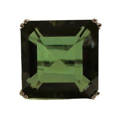 New African IF 14.8 Ct Forest Green Tourmaline & Tsavorite Sterling Ring