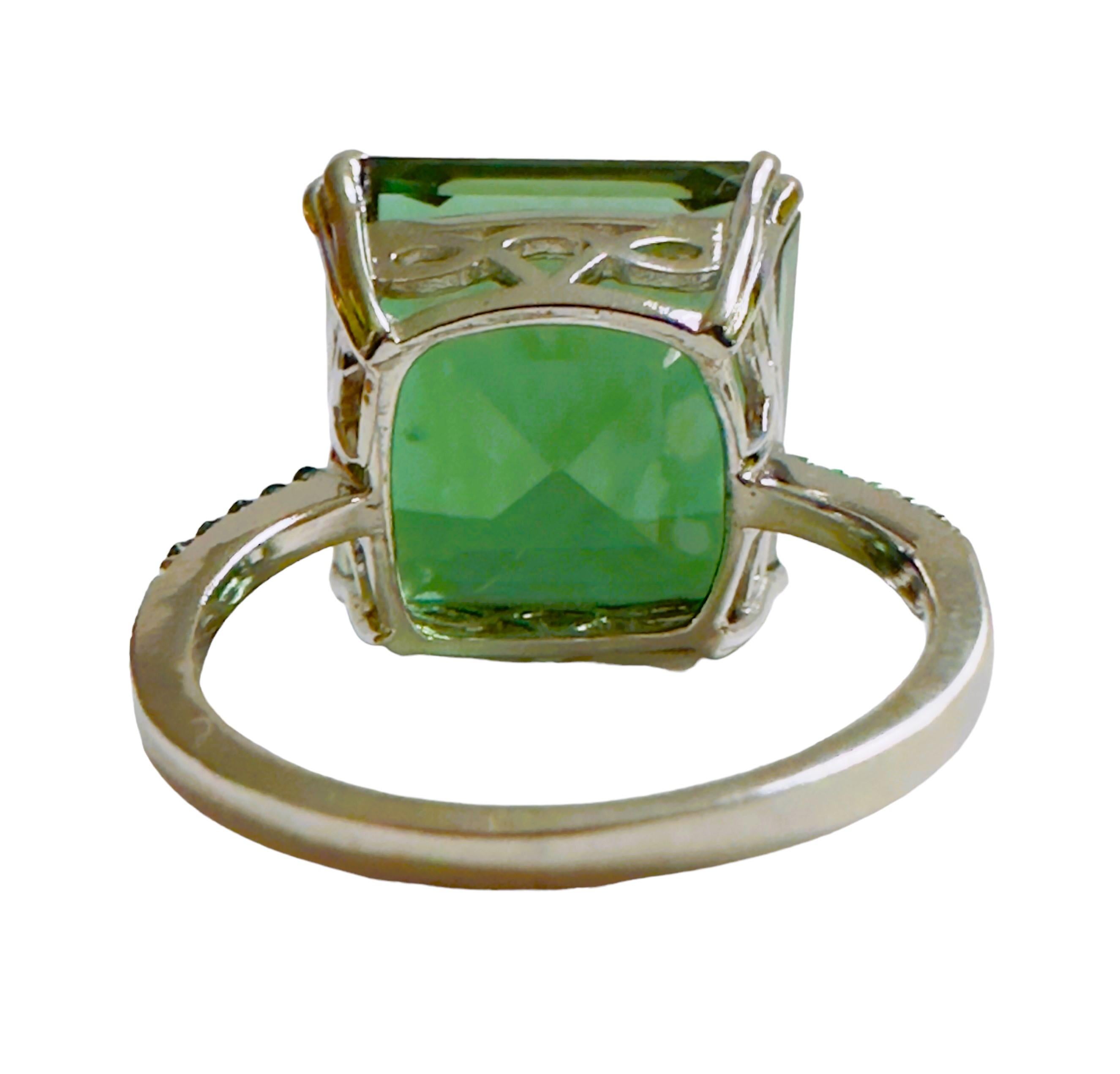New African IF 14.8 Ct Forest Green Tourmaline & Tsavorite Sterling Ring In New Condition In Eagan, MN