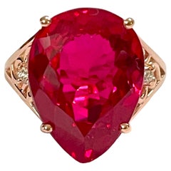 New African If 15.40 Carat Raspberry Sapphire Yellow Gold Plated Sterling Ring