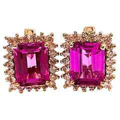 New African IF 16.20 Ct Blue Purple Sapphire Rose Gold Plated Sterling Earrings