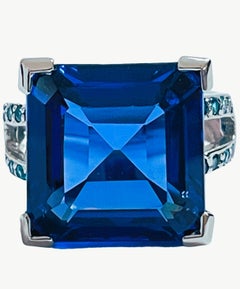 New African IF 17.5 Swiss Blue Topaz & Apatite Sterling Ring