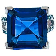 New African IF 17.5 Swiss Blue Topaz & Apatite Sterling Ring