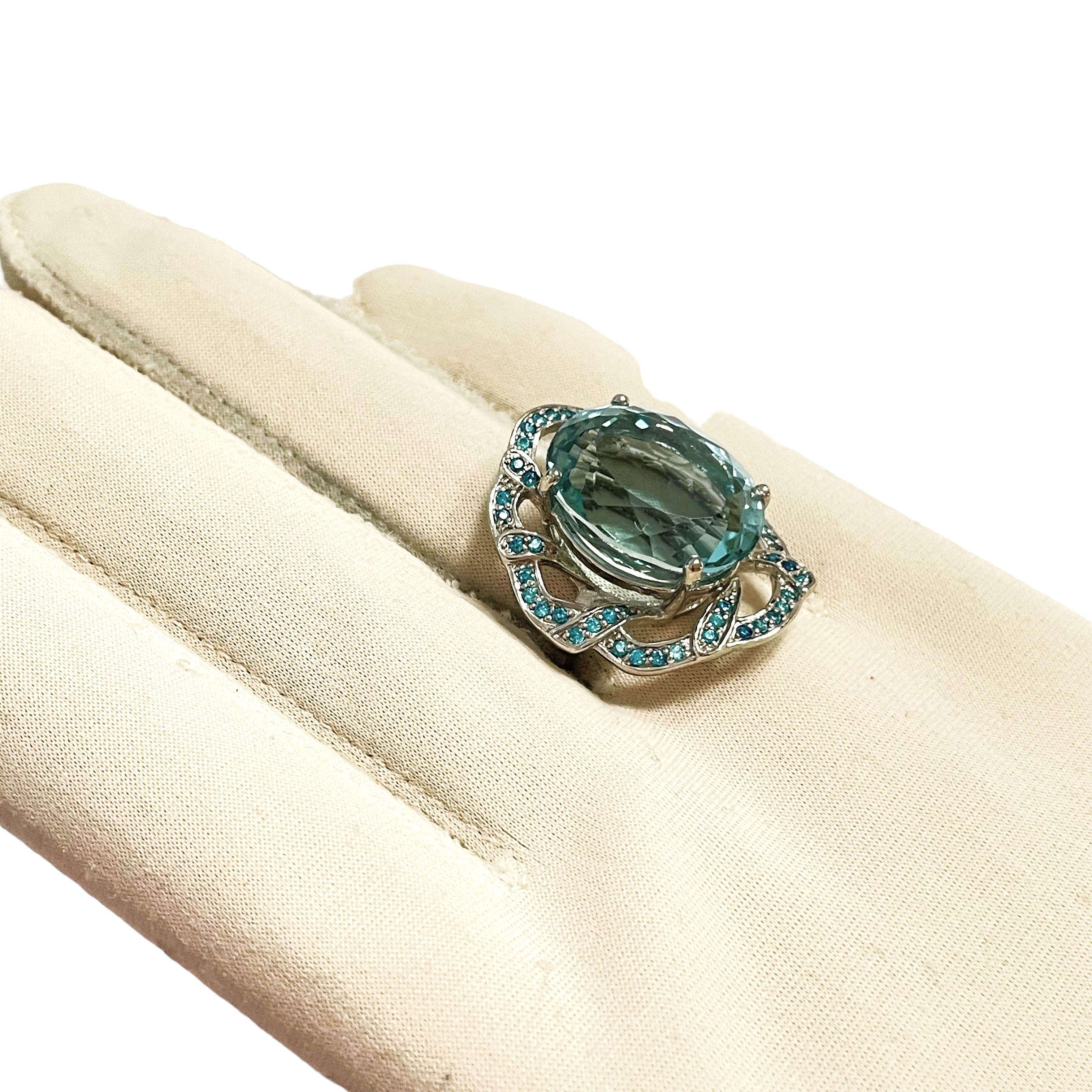 New African IF 18.2 Ct Aquamarine & Blue Apatite Sterling Ring 1