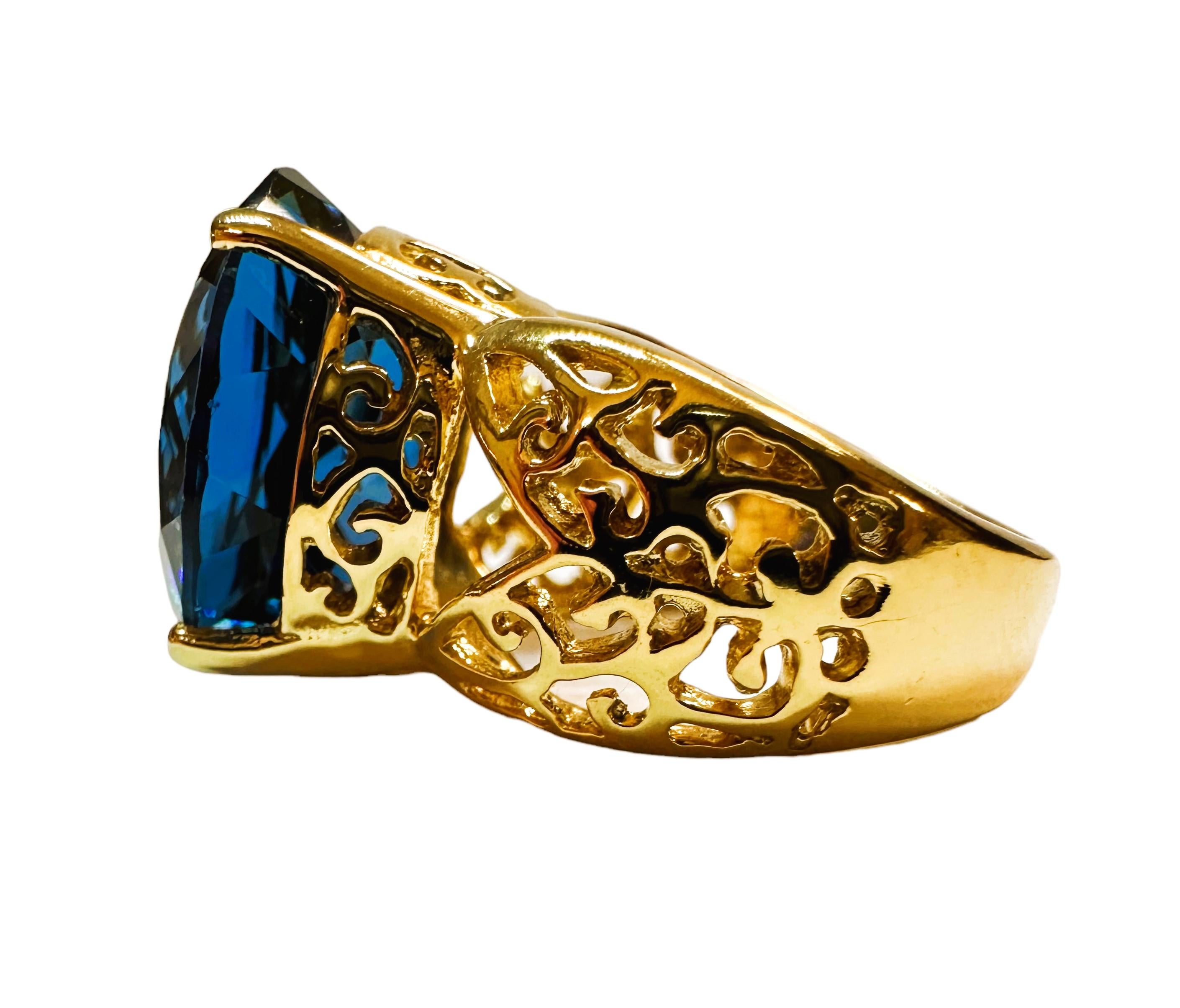 New African IF 18.70 Ct Schweizer Blautopas Rose Gold plattiert Sterling Ring (Art déco)