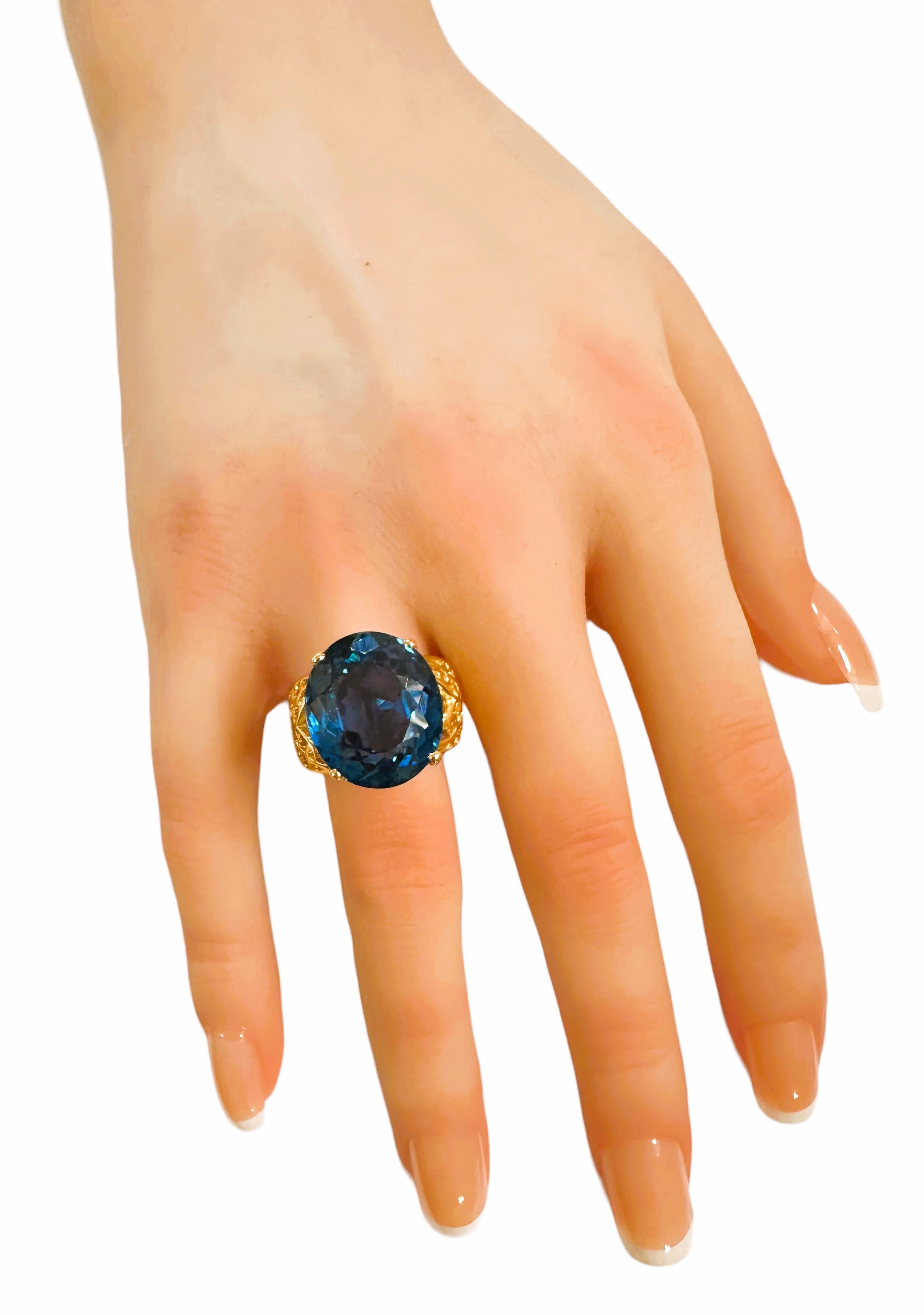 New African IF 18.70 Ct Schweizer Blautopas Rose Gold plattiert Sterling Ring Damen