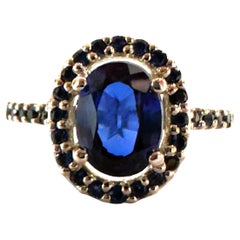 New African IF 1.9 Ct Deep Blue & Royal Blue Sapphire Sterling Ring