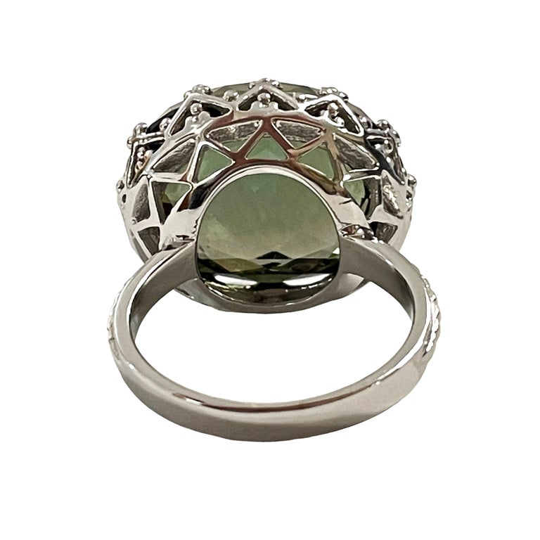 New African IF 19.60 Carat Forest Green Tourmaline Sterling Ring For ...
