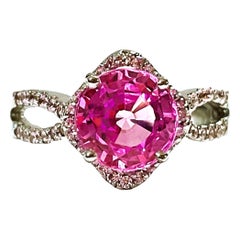 New African IF 2 Ct Platinum Pink & Light Pink Sapphire Sterling Ring