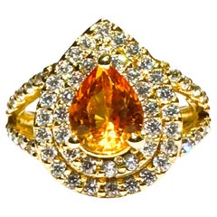 New  African IF 2.0 Ct Golden Yellow Sapphire Yellow Gold Plated Ring