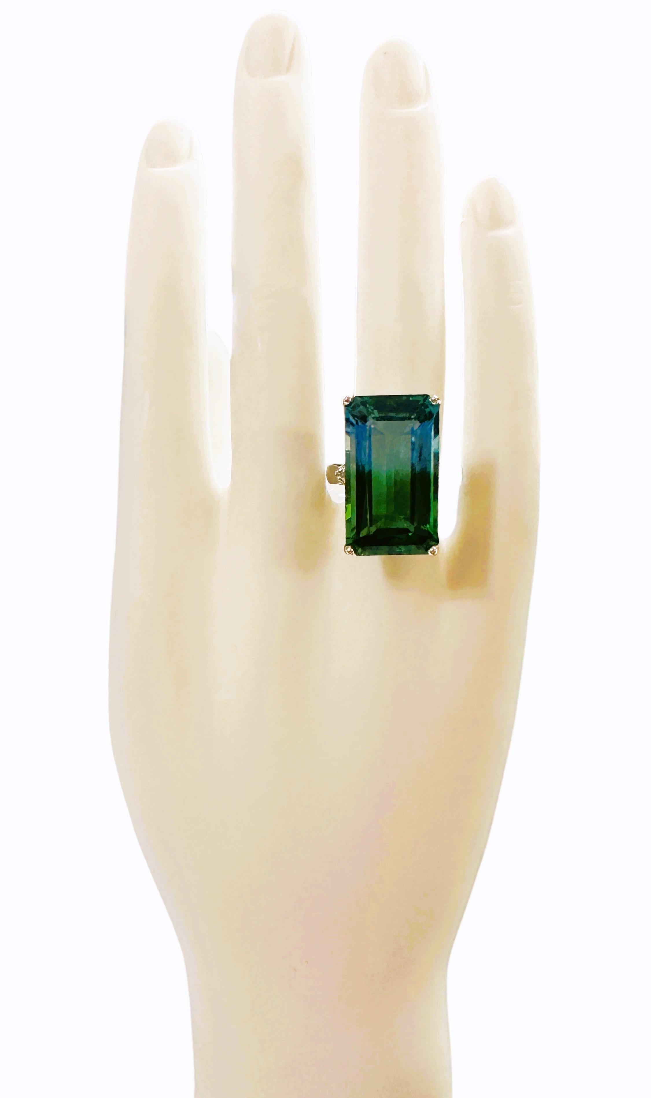 New African IF 21.30 Carat Blue Green Ametrine Sterling Ring Size 6.5 In New Condition In Eagan, MN