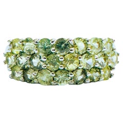 New African IF 22-Stone 1.32 Ct  Light Green Sapphire Sterling Ring Size 7.25