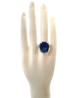 New African IF 22ct Blue Topaz & Paraiba Blue Apatite Sapphire Sterling Ring