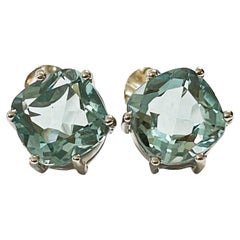 New Santa Maria IF 7 Aquamarine Sterling Silver Stud Earrings