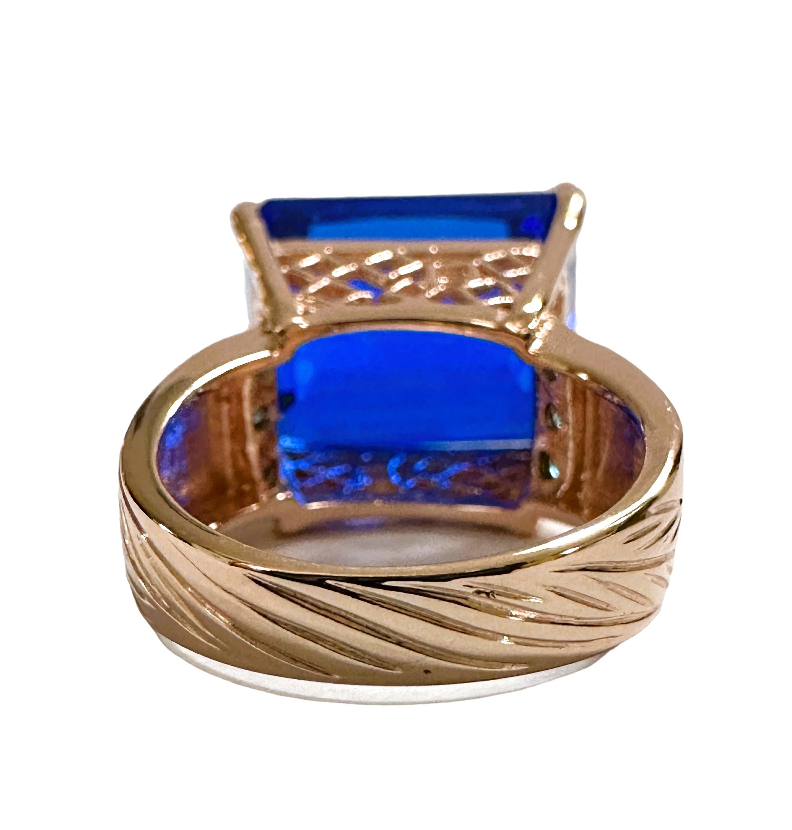 New African IF 23.60 Ct Swiss Blue Topaz & Sapphire RGold Plated Sterling Ring In New Condition In Eagan, MN