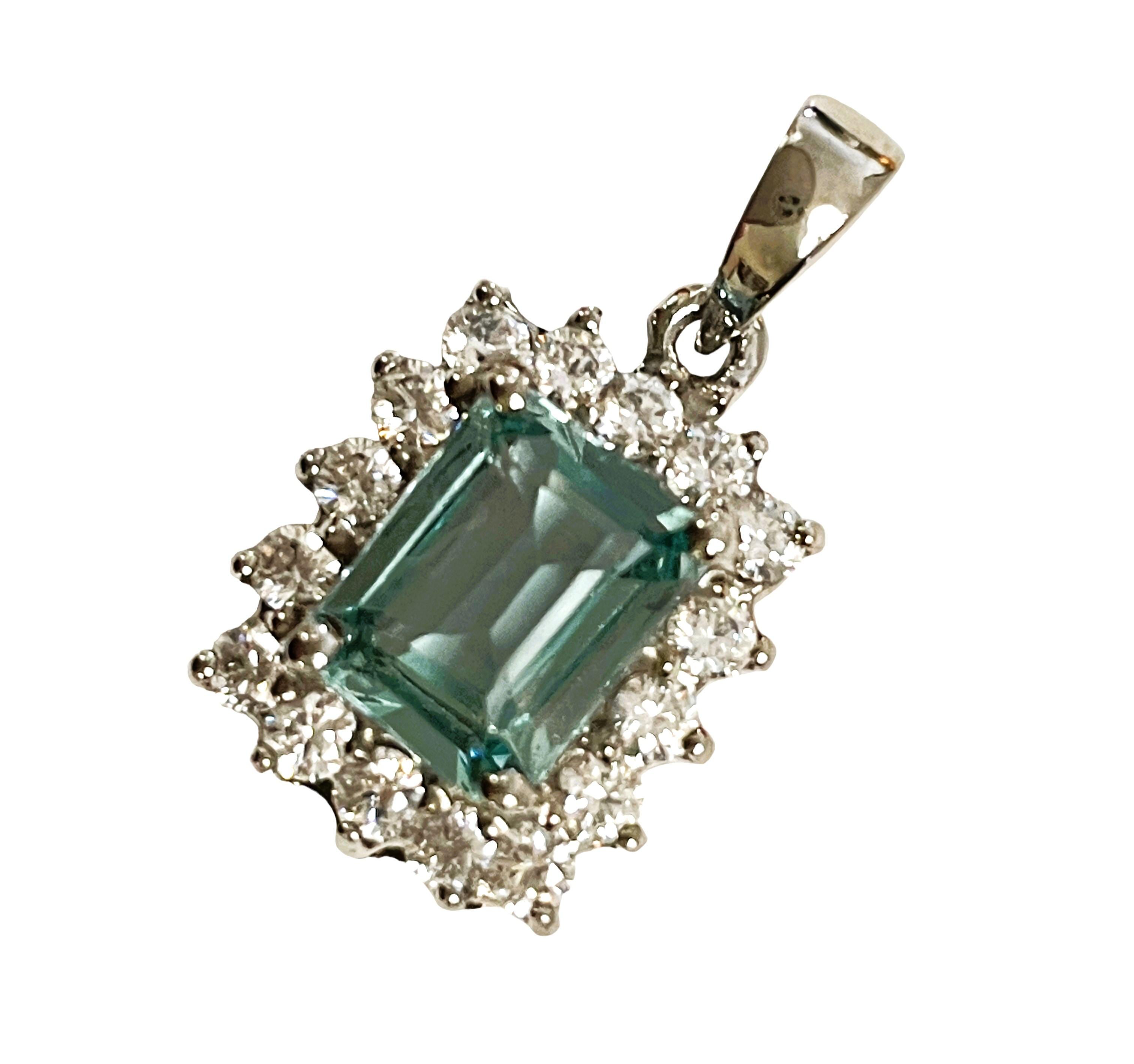 Art Deco New African IF 2.4 Carat Paraiba Green & White Sapphire Sterling Pendant For Sale