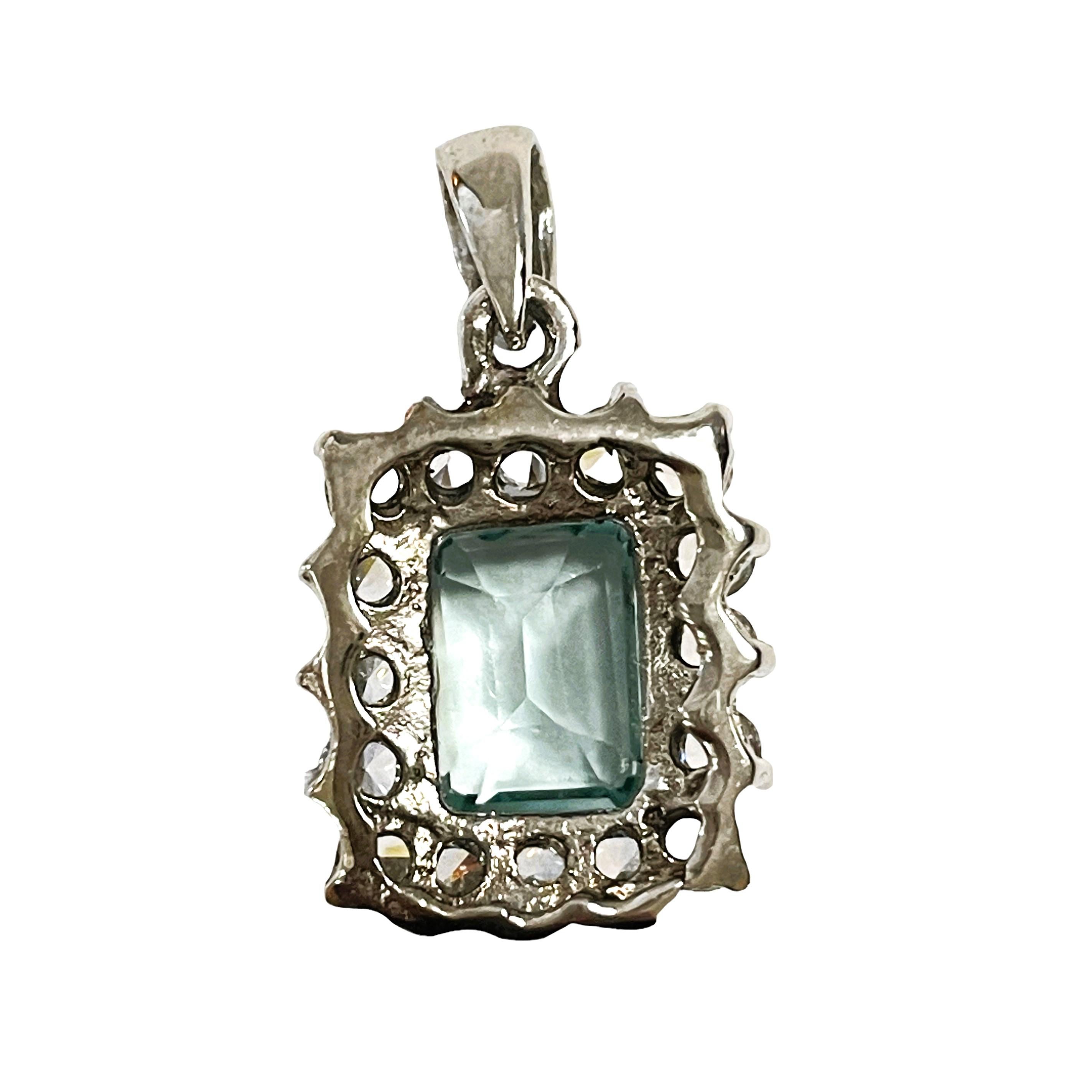 New African IF 2.4 Carat Paraiba Green & White Sapphire Sterling Pendant In New Condition For Sale In Eagan, MN