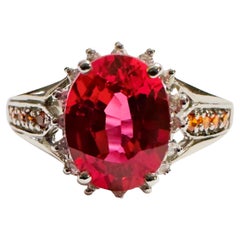New African IF 2.4 Ct Pink Padparadscha Sapphire & Orange Sapphire Sterling Ring