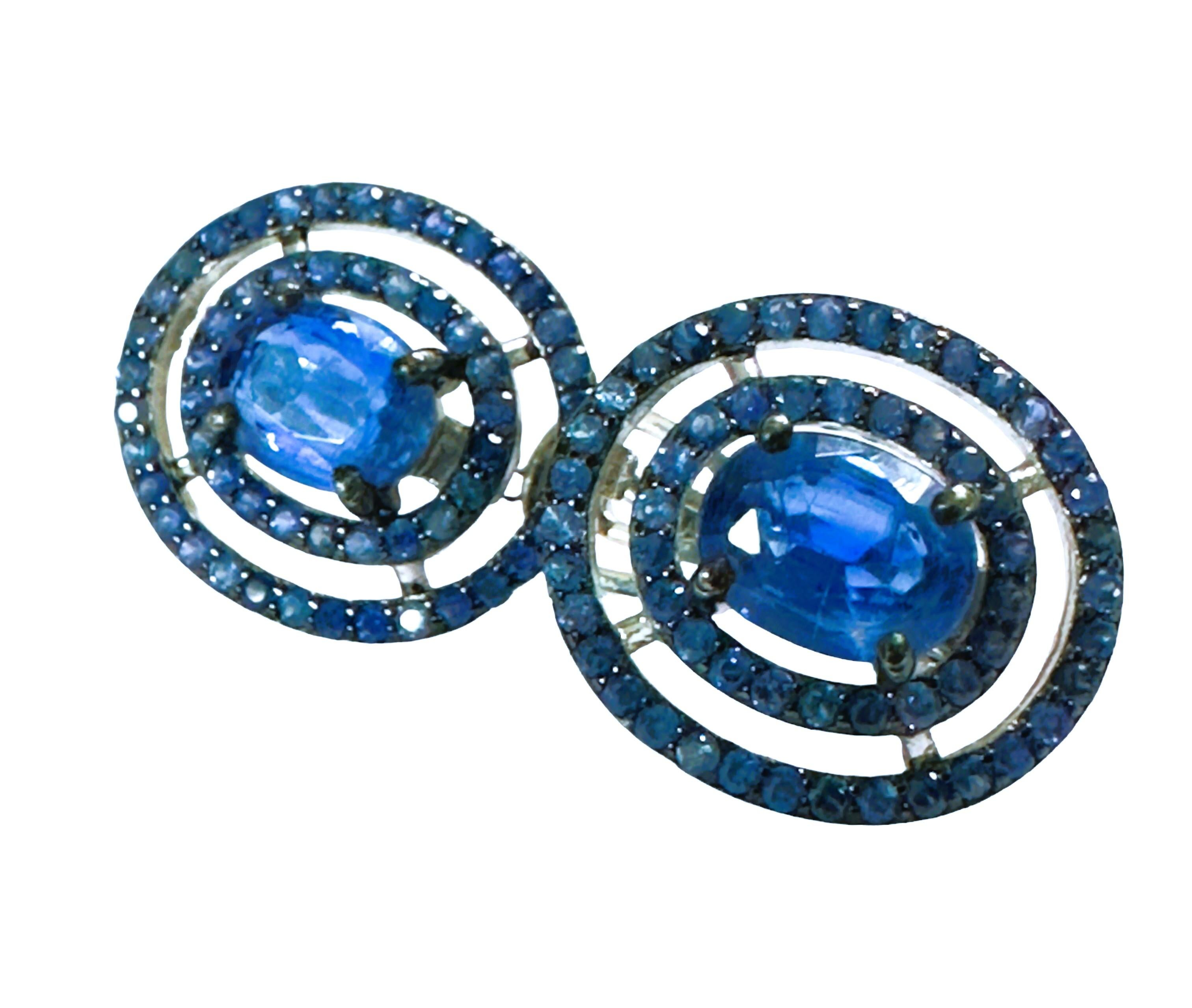 Women's New African IF 2.44 ct Bluish Purple Sapphire White Gold Plate Sterling Earrings