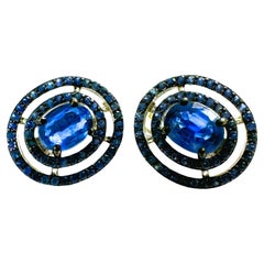 New African IF 2.44 ct Bluish Purple Sapphire White Gold Plate Sterling Earrings