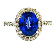 New African IF 2.5 Ct Kashmir Blue & White Sapphire Sterling Ring