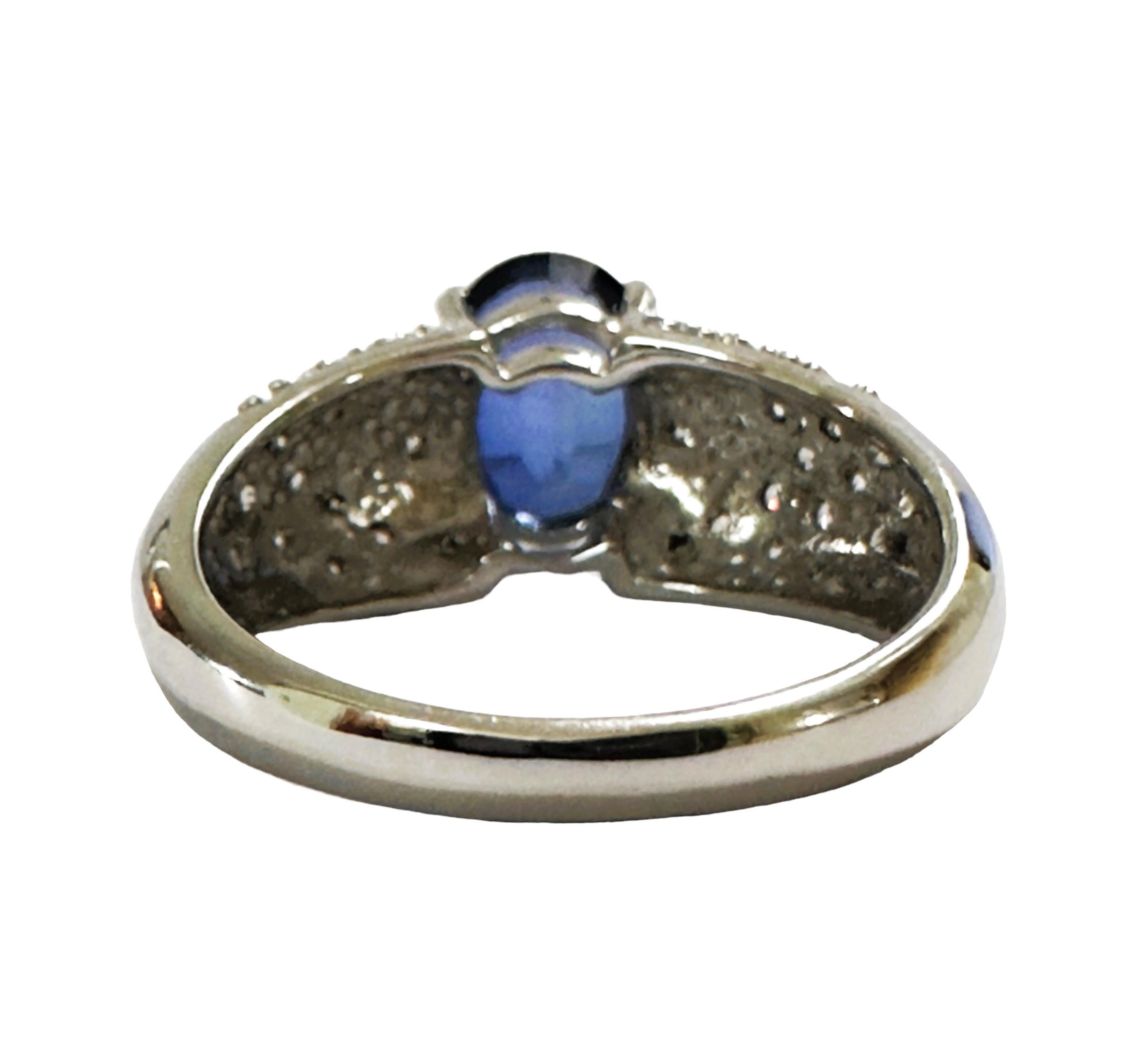 Art Deco New African If 2.50 C1 Carat Blue & White Sapphire Sterling Ring For Sale