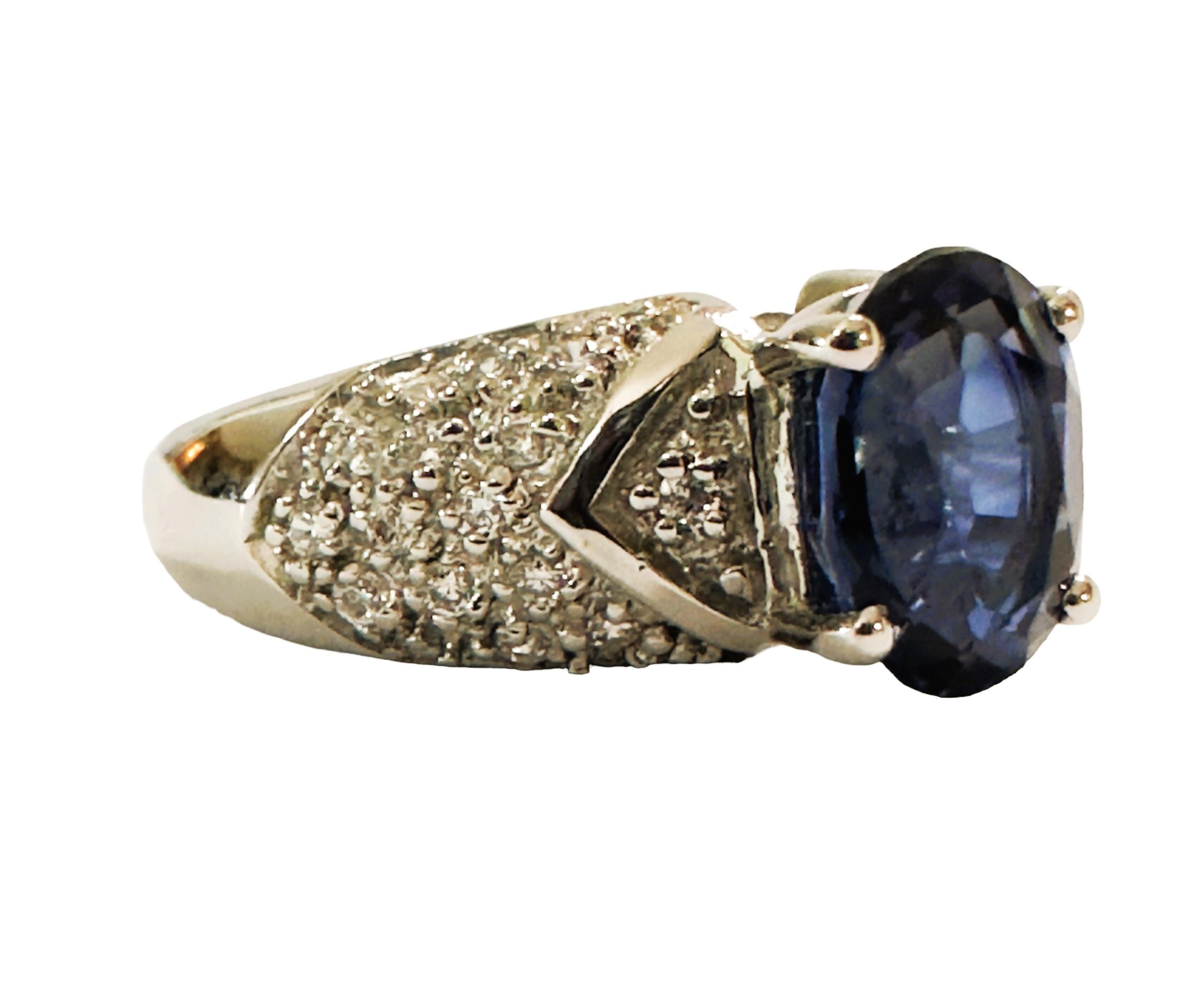 New African If 2.50 C1 Carat Blue & White Sapphire Sterling Ring In New Condition For Sale In Eagan, MN