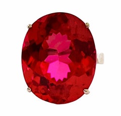 New African IF 25.20ct Raspberry Topaz Sterling Ring