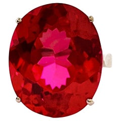 New African IF 25.20ct Raspberry Topaz Sterling Ring
