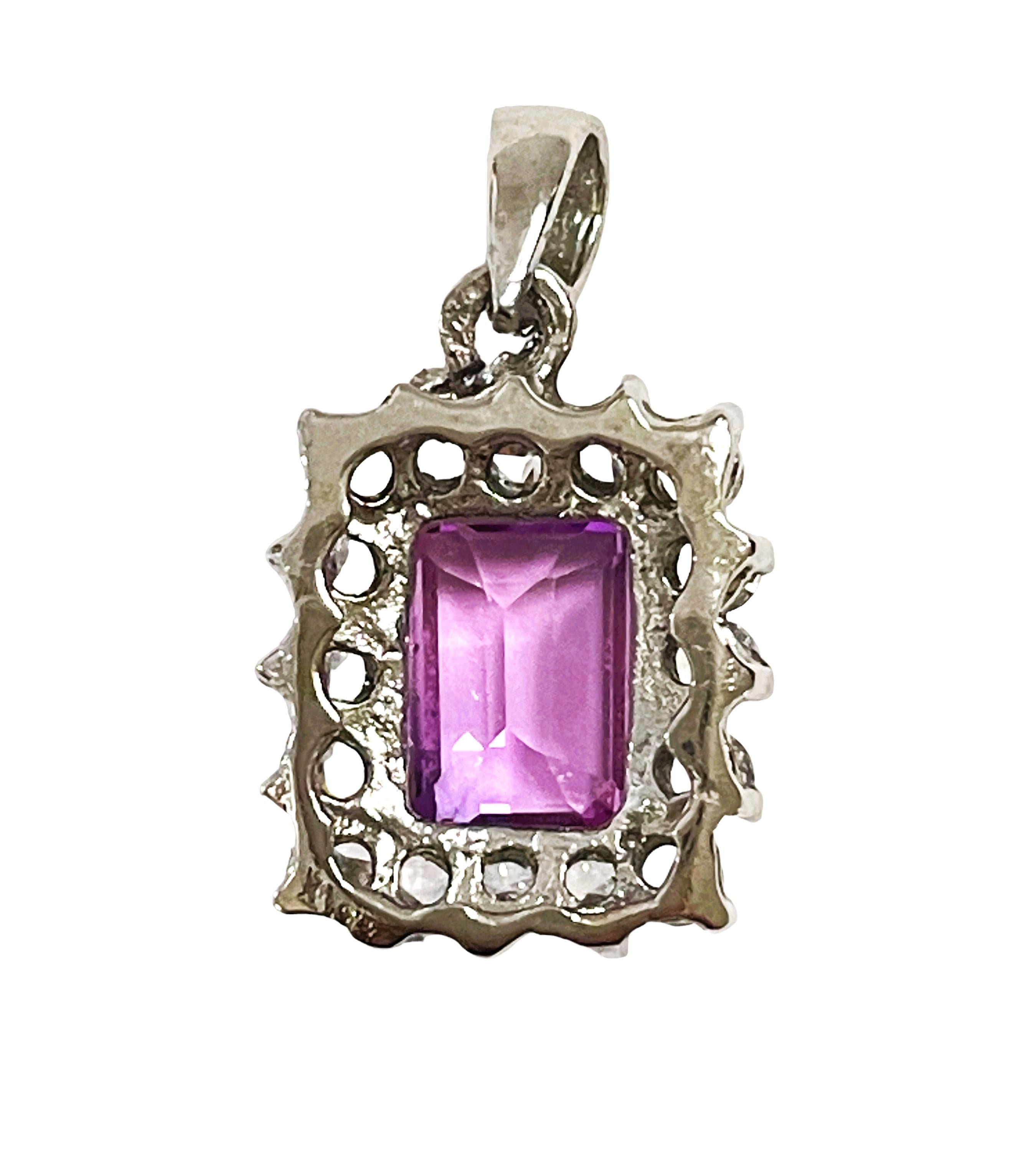 New African If 2.5 Carat Purple Pink Sapphire & White Sapphire Sterling Pendant In New Condition In Eagan, MN