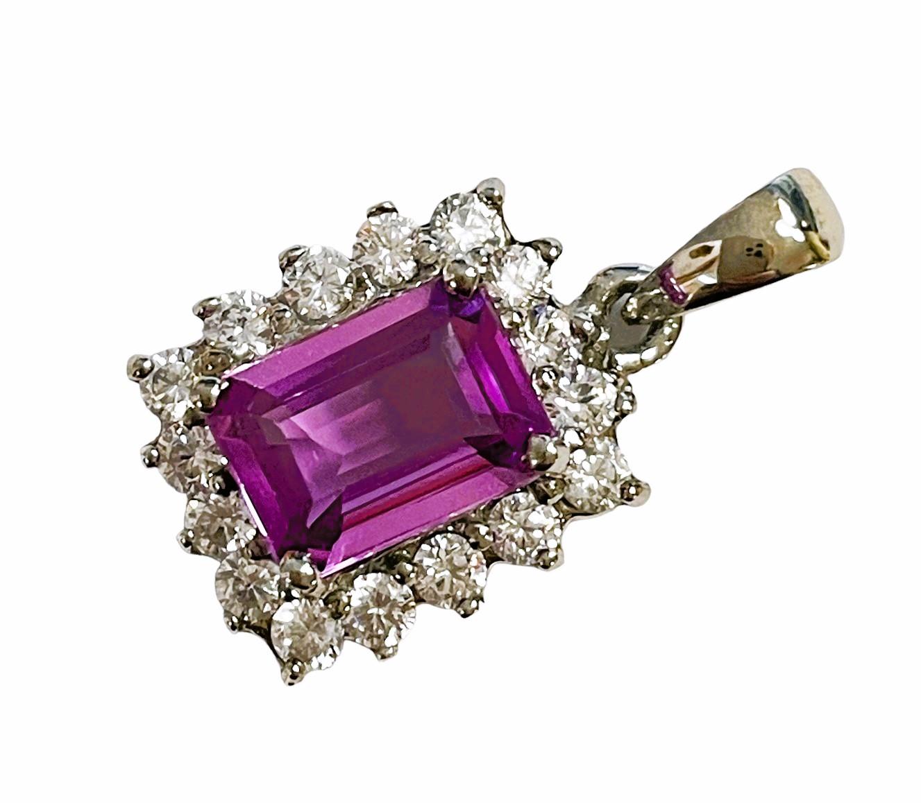 Women's New African If 2.5 Carat Purple Pink Sapphire & White Sapphire Sterling Pendant