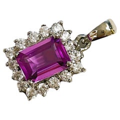 New African If 2.5 Carat Purple Pink Sapphire 
White Sapphire Sterling Pendant