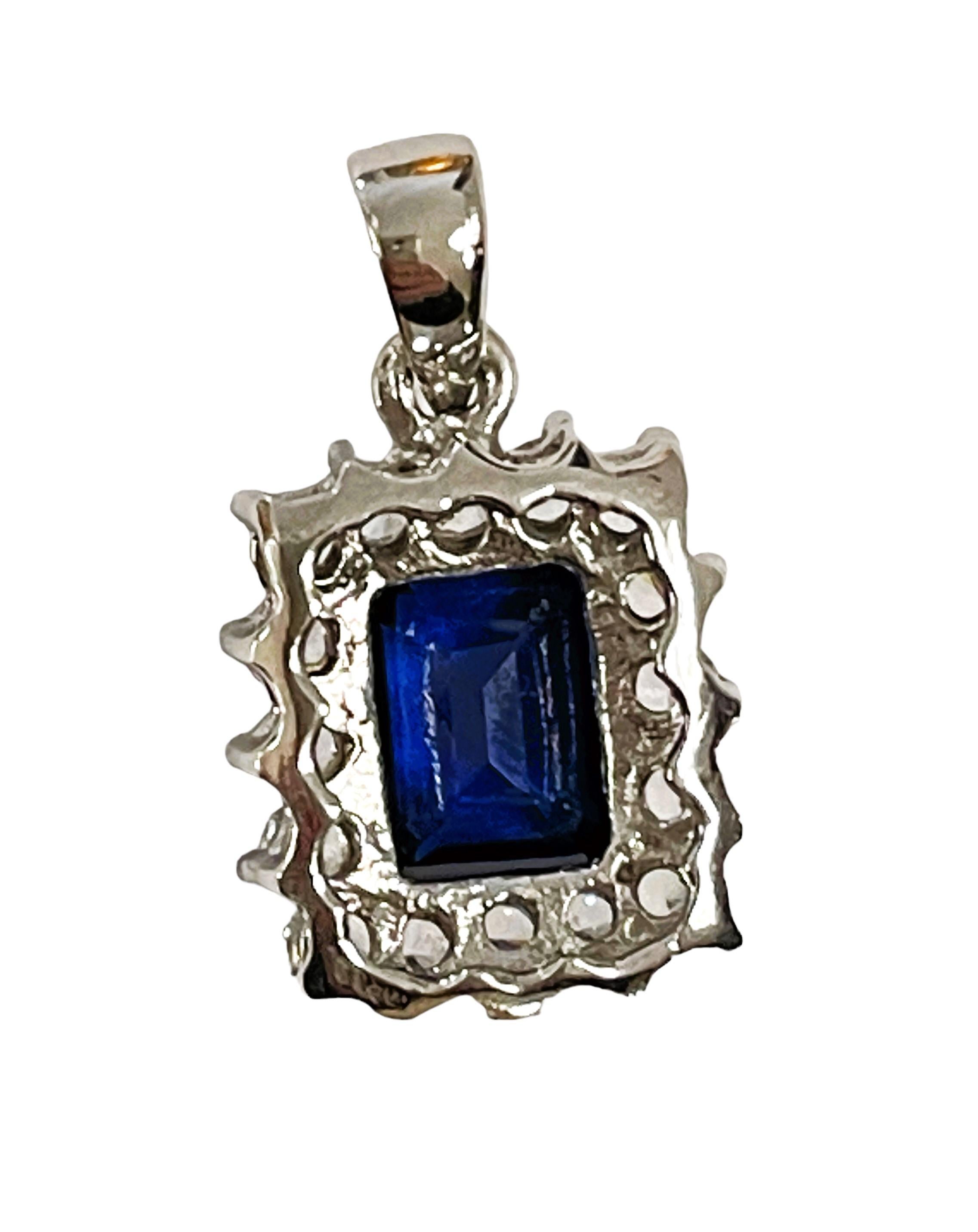 New African IF 2.62ct Kashmir Blue Sapphire & White Sapphire Sterling Pendant In New Condition In Eagan, MN