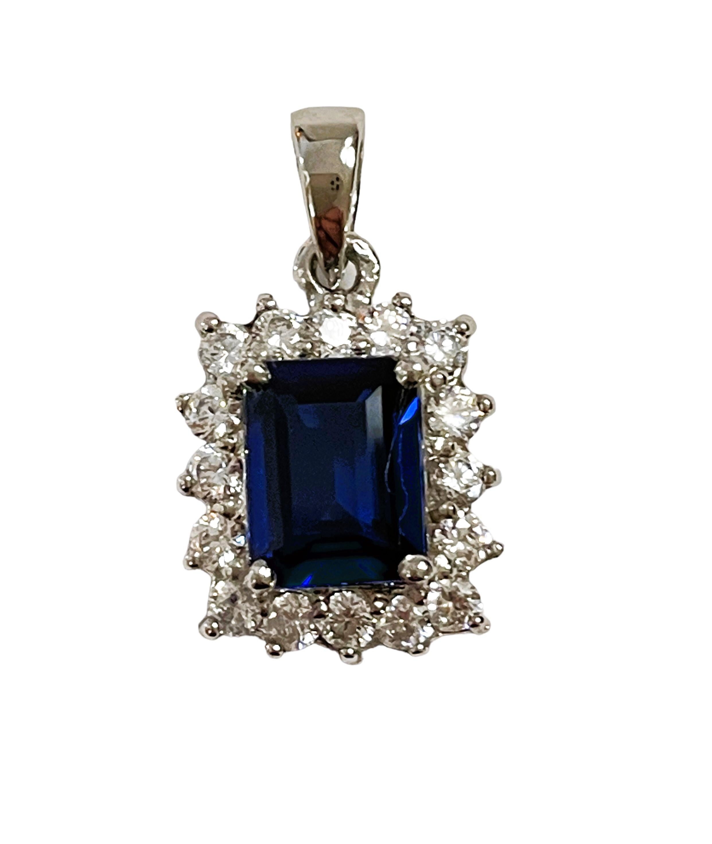Women's New African IF 2.62ct Kashmir Blue Sapphire & White Sapphire Sterling Pendant
