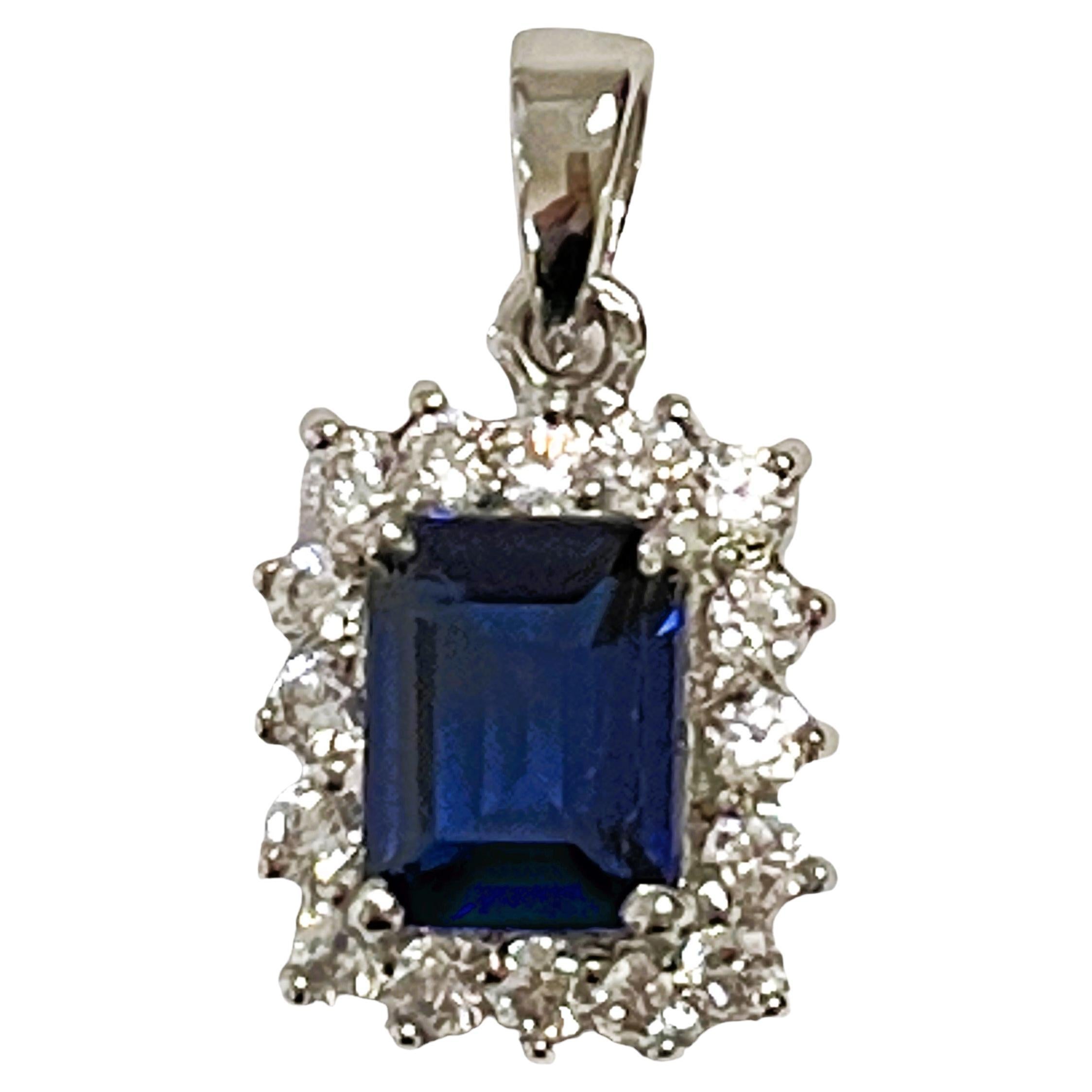 New African IF 2.62ct Kashmir Blue Sapphire & White Sapphire Sterling Pendant