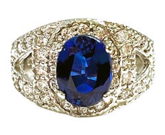 New African IF 2.8 Ct Kashmir Blue & White Sapphire Sterling Ring