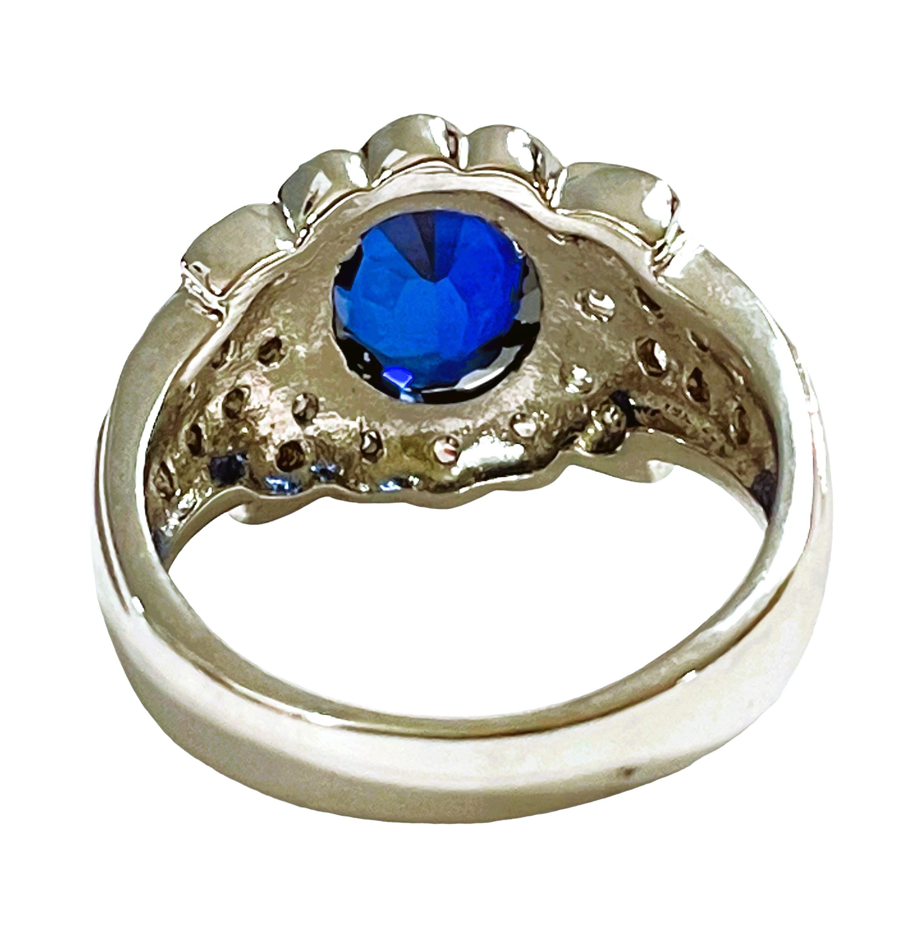Art Deco New African If 2.80 Ct Kashmir Blue & White Sapphire Sterling Ring