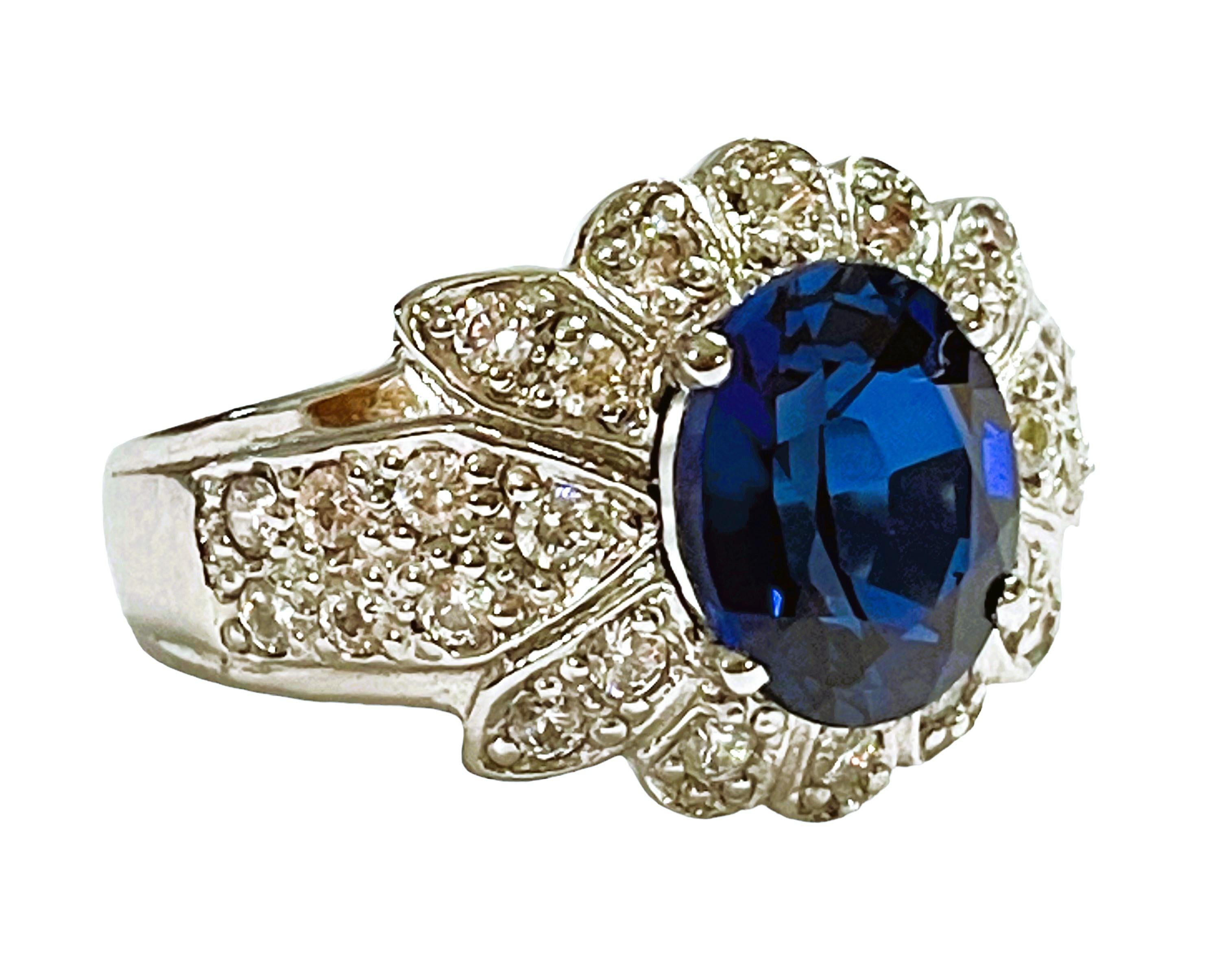 New African If 2.80 Ct Kashmir Blue & White Sapphire Sterling Ring In New Condition In Eagan, MN