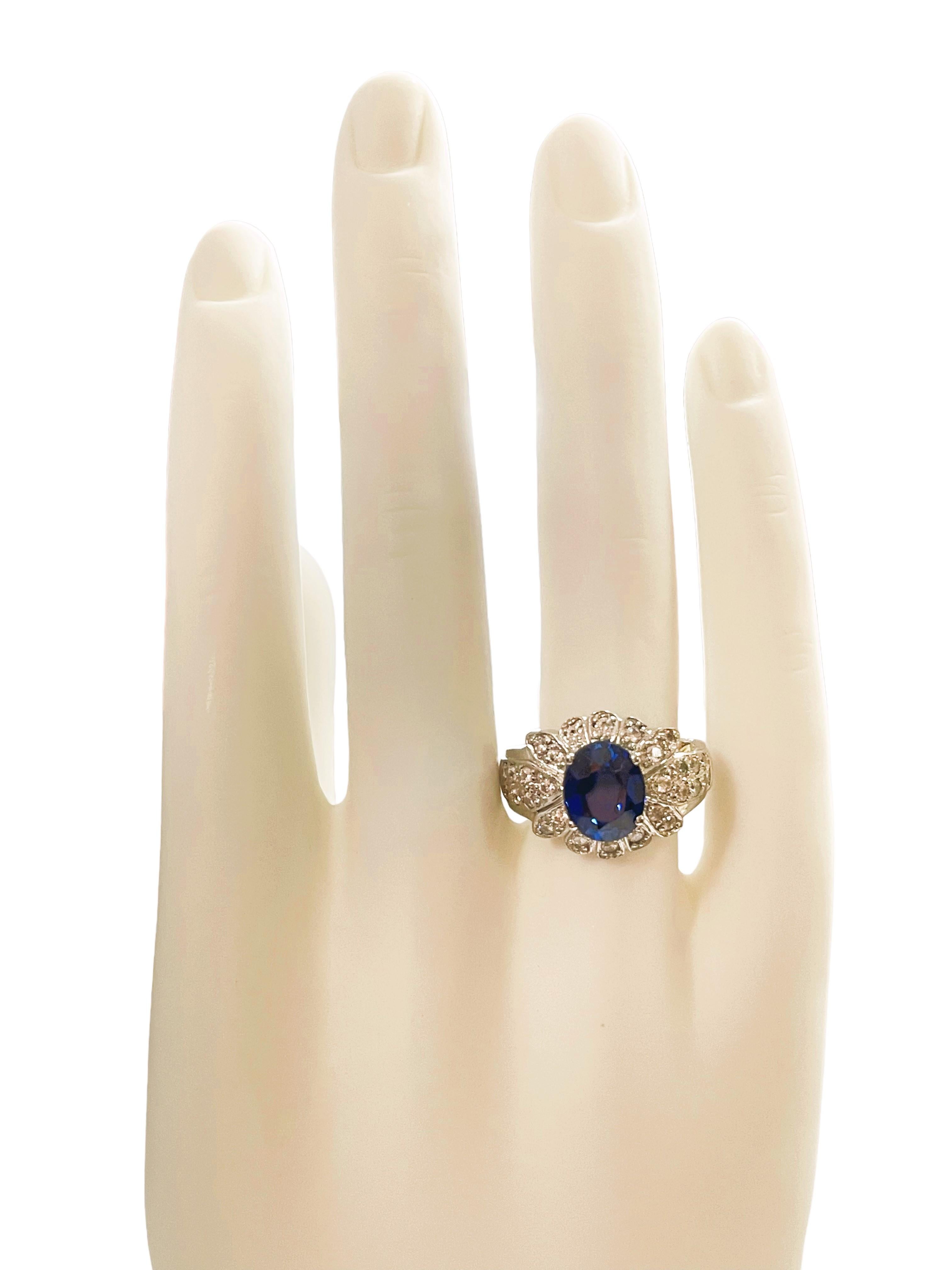 Women's New African If 2.80 Ct Kashmir Blue & White Sapphire Sterling Ring