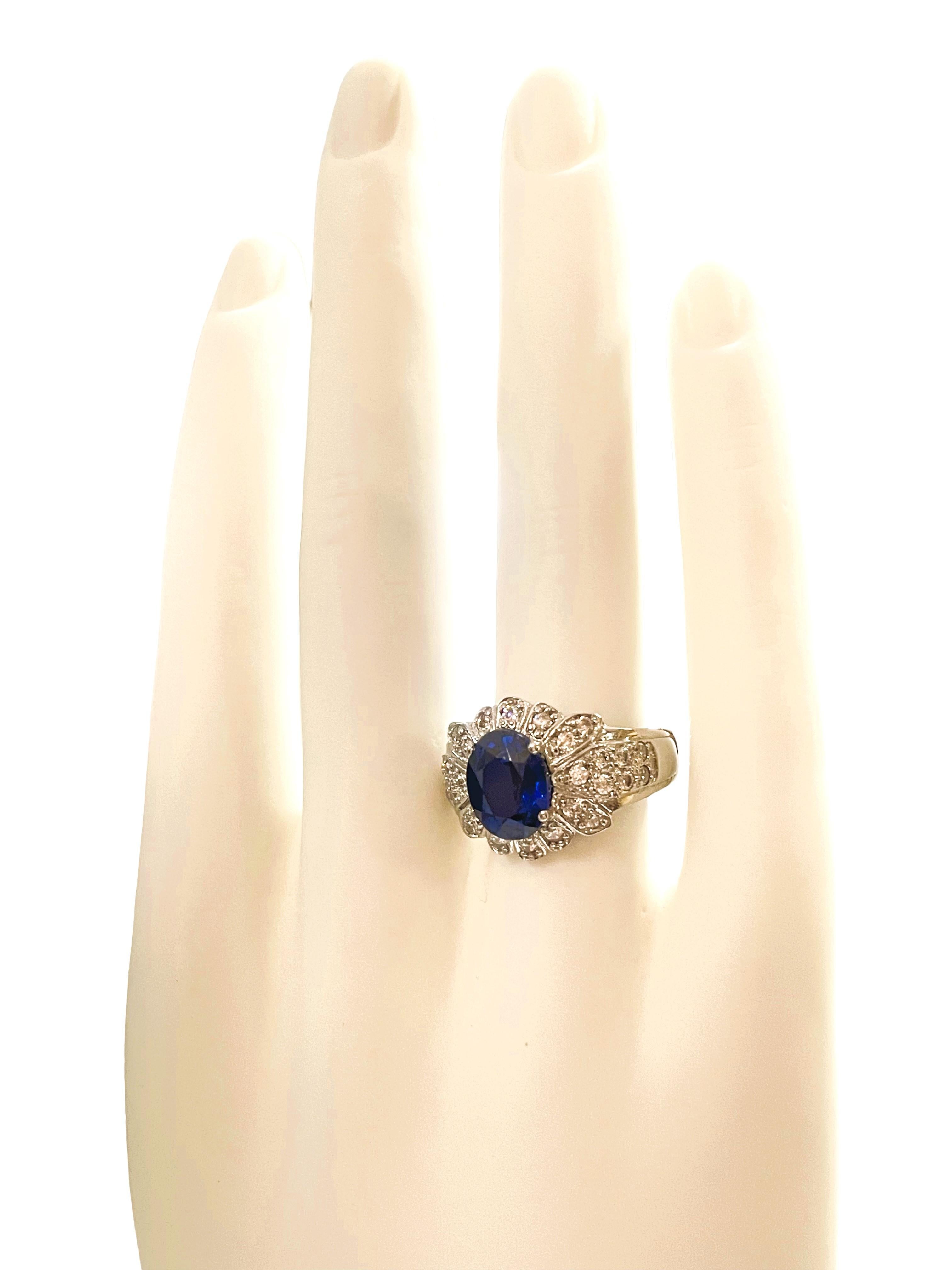 New African If 2.80 Ct Kashmir Blue & White Sapphire Sterling Ring 2