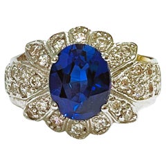 New African If 2.80 Ct Kashmir Blue & White Sapphire Sterling Ring