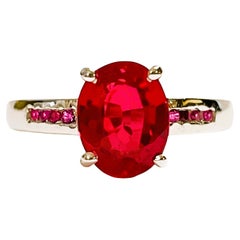 New African IF 2.80 Ct Raspberry Tourmaline & Sapphire Sterling Ring