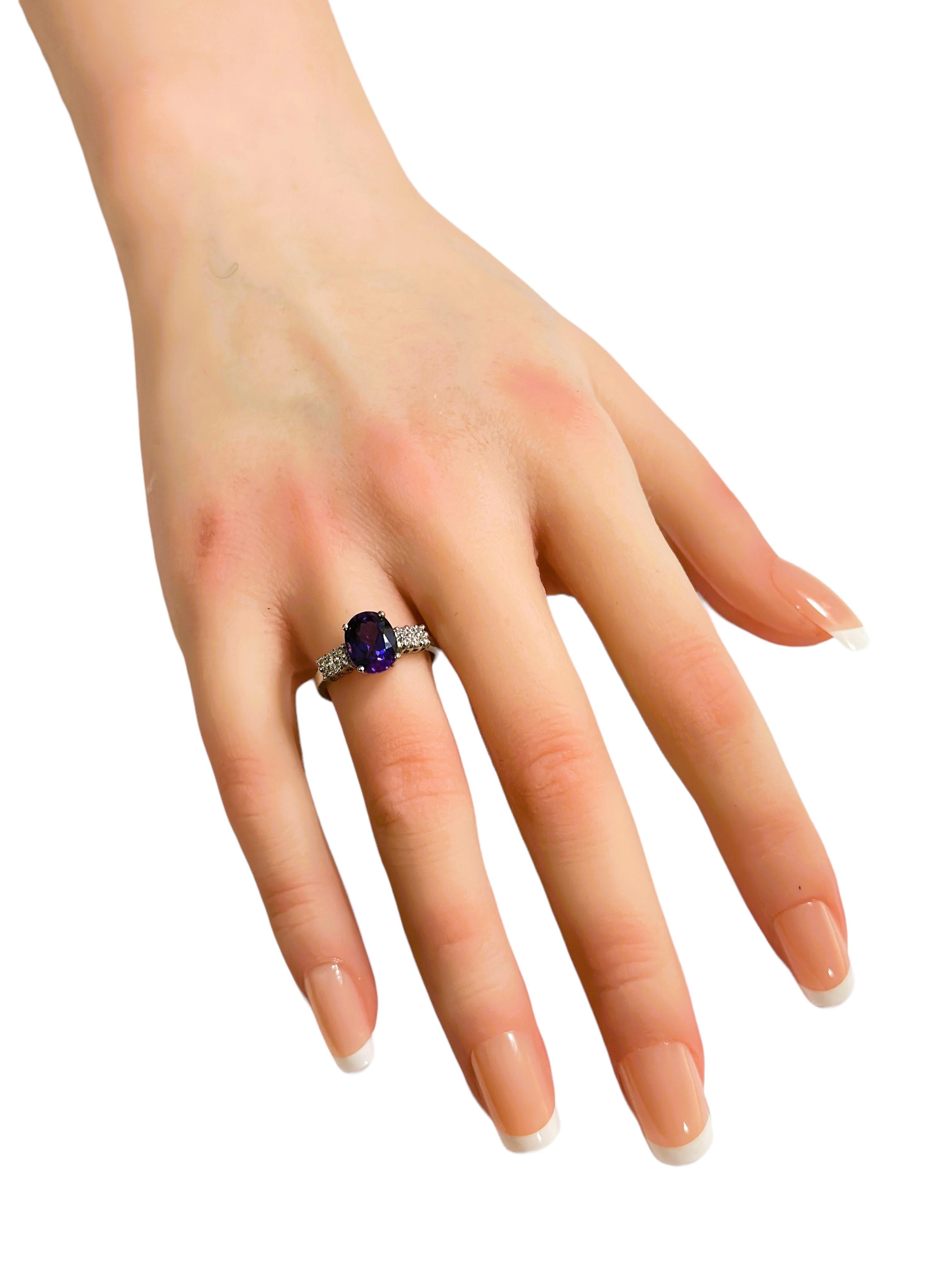 New African IF 2.90 Ct Blue Purple Sapphire & White Sapphire Sterling Ring 2