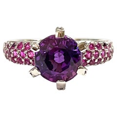 New African IF 3 Carat Purple Blue Amethyst 
Ruby Sterling Ring