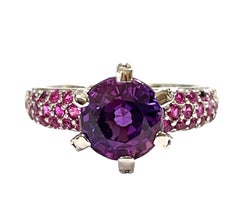 New African IF 3 Carat Purple Blue Amethyst & Ruby Sterling Ring